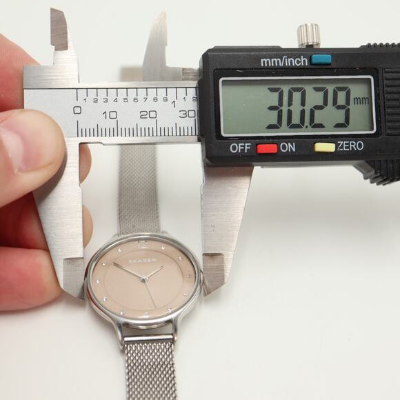 Skagen Anita Champagne Diamond 30mm Watch Silver Tone Metal Mesh w New Battery - Picture 2 of 16